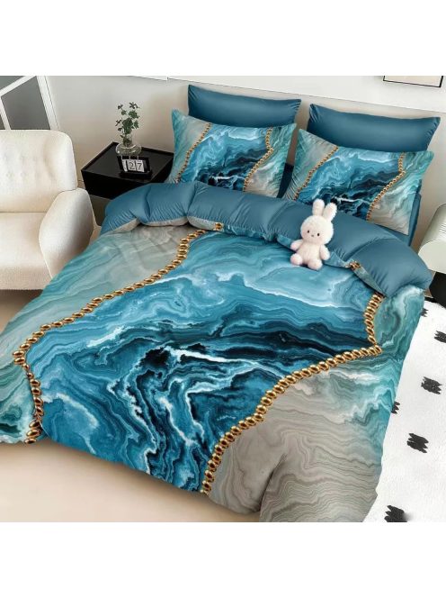 Двулицево детско спално бельо 3D, 200 x 230 cm, 6 части, 19111, Светлосиньо - Тюркоазено