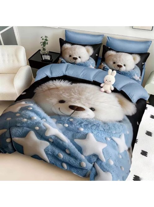Двулицево детско спално бельо 3D, Bear-My friendS 200 x 230 cm, 6 части, 19116, Син/Бял