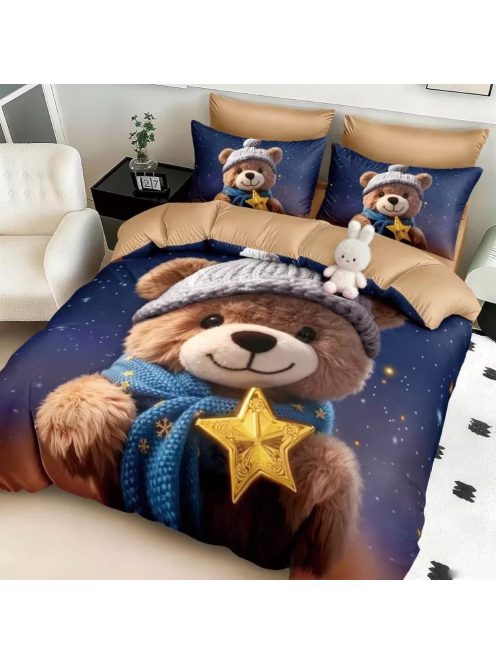 Двулицево детско спално бельо 3D, Bear-My friendS 200 x 230 cm, 6 части, 19120, Син/Кафяв