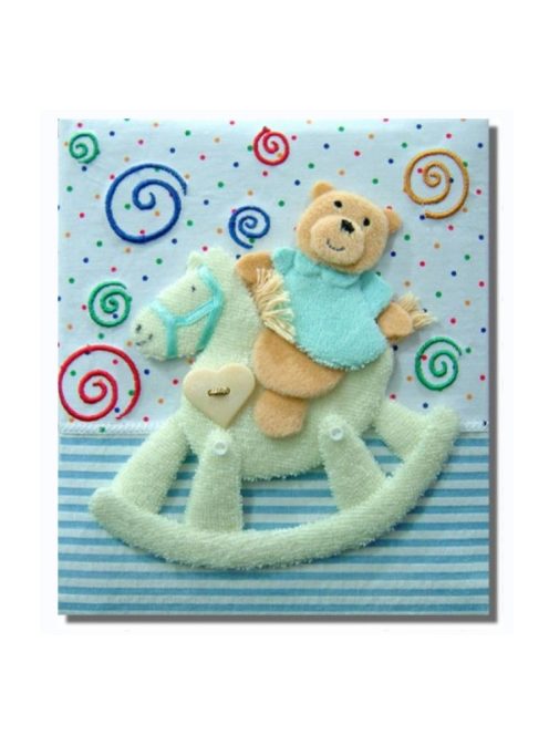 Фото-албум с бродерия МЕЧЕ с конче, За 100 бр. снимки, Син, FBA-73В